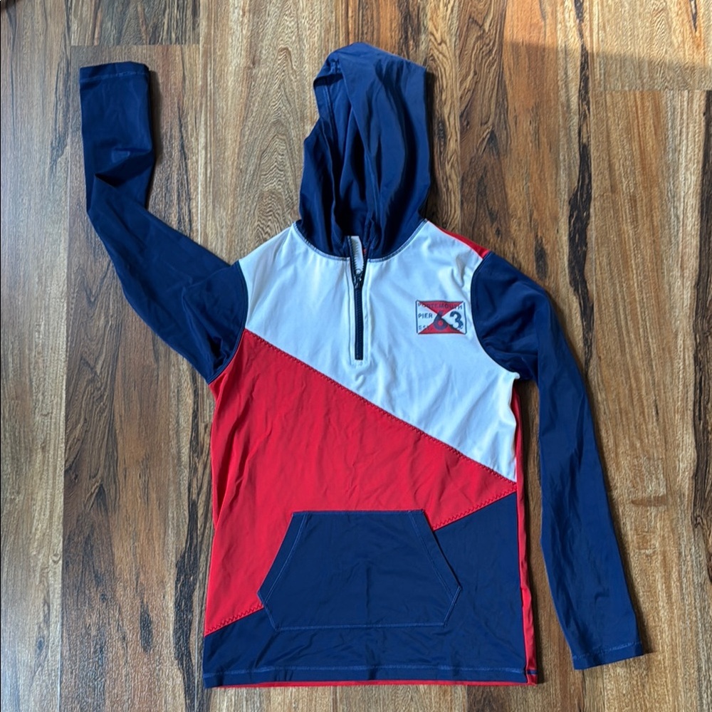 Lands' End Red and Blue Rashguard Top